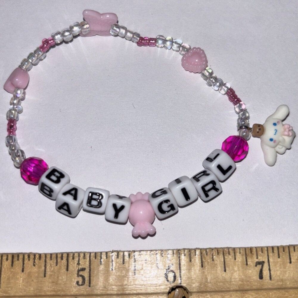 Handmade Cinnamoroll Baby Girl Bead Bracelet Sanrio Hello Kitty Pink Charm Gift